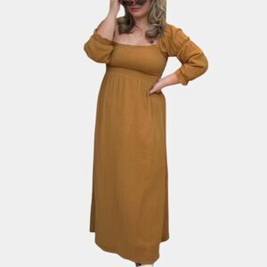 Yellow Ruched Long Sleeve Ingrid + Isabel Dress Women's Dress